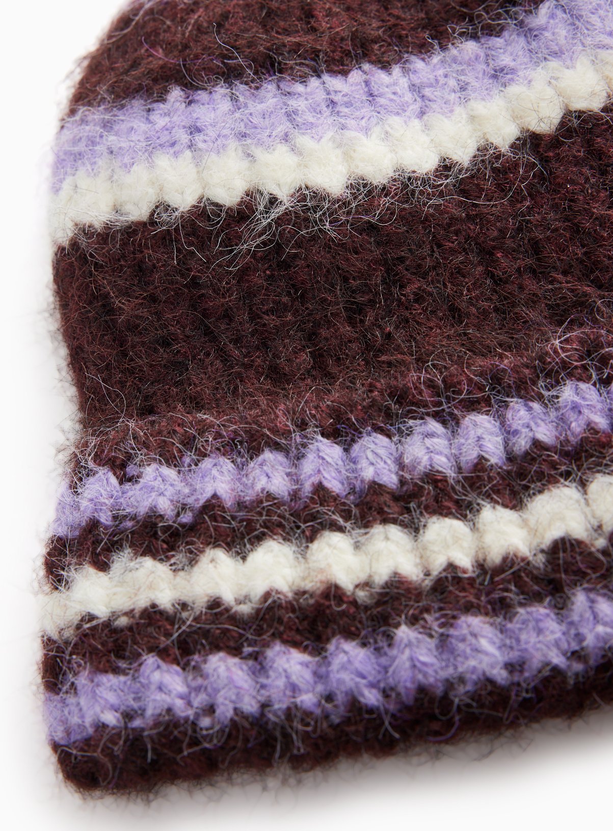 Purple Striped Knitted Beanie One Size - Image 3 thumbnail